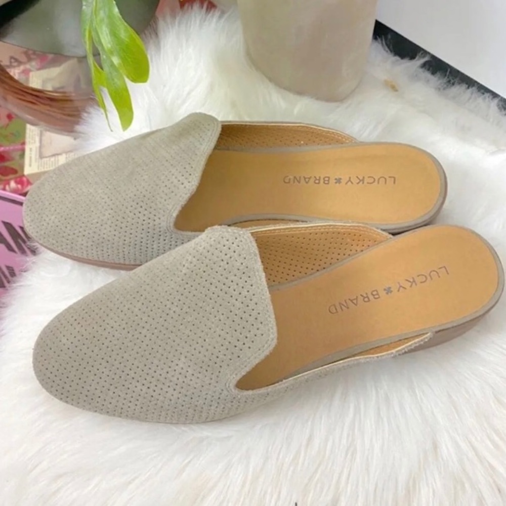 Lucky Brand Coryna taupe mules NEW